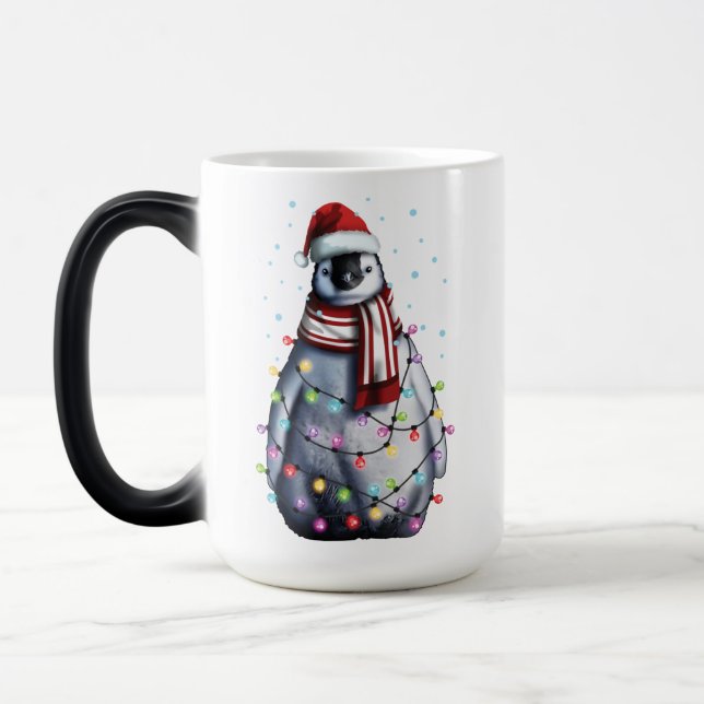 Cute Penguin Lover Funny Christmas Holiday Gift Magic Mug (Left)