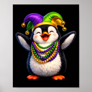 Cute Penguin Mardi Gras Costume Men Women Mardi Gr Poster