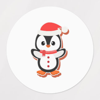 cute penguin Medium Circle Waterproof Label (1.5")