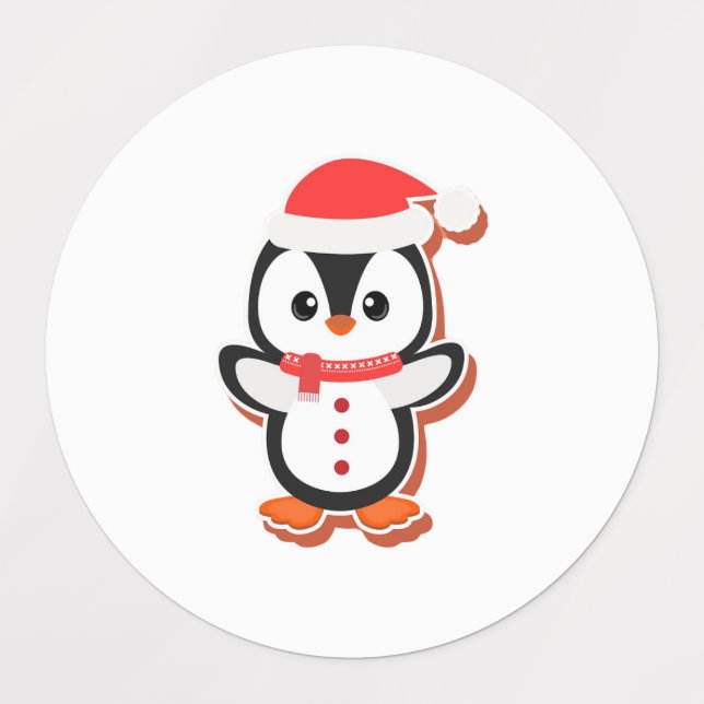 cute penguin Medium Circle Waterproof Label (1.5") (Design 2)