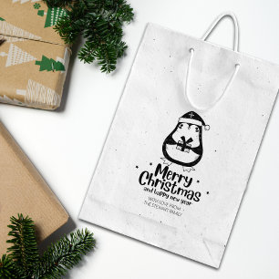 Cute Penguin Merry Christmas, Family Large Rubber Stamp