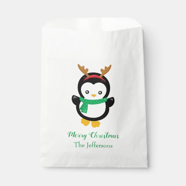 Cute Penguin Merry Christmas Favour Bags (Front)