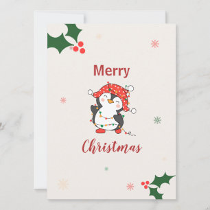 Cute Penguin Merry Christmas Holiday Card