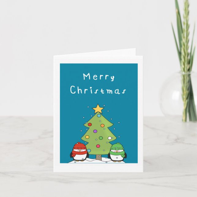 cute penguin merry christmas holiday card (Front)