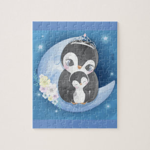 Cute Penguin Mother And Baby Jigsaw Puzzle