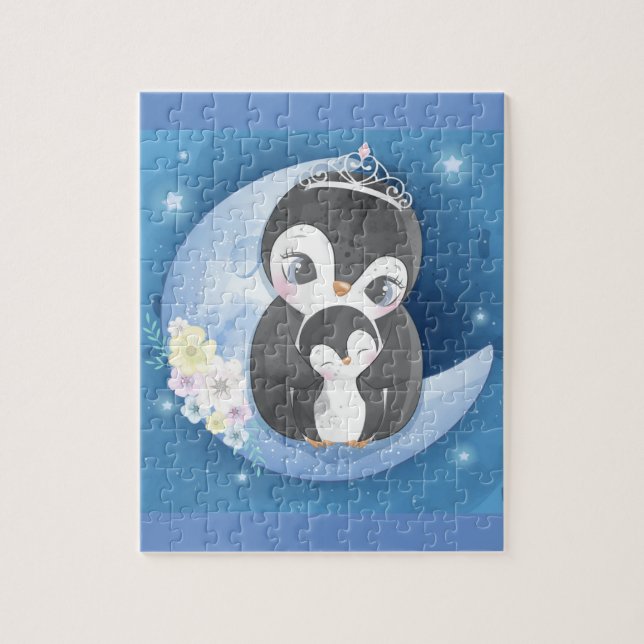Cute Penguin Mother And Baby Jigsaw Puzzle (Vertical)
