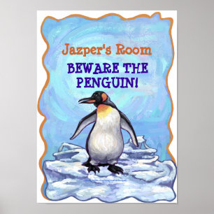 Cute Penguin My Room Personalized Poster