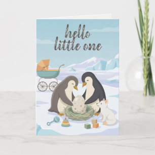 Cute Penguin New Baby Hello Little One New Baby Card