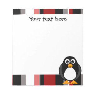 Cute Penguin Notepad - Red Stripe