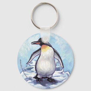 Cute Penguin on Blue Key Ring