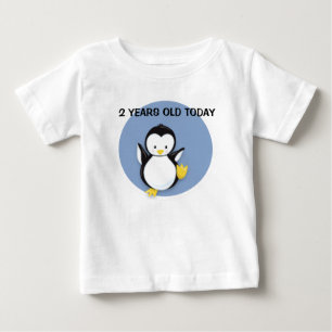 Cute Penguin on Blue Personalised Birthday Shirt
