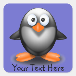 Cute Penguin on Blue Sticker
