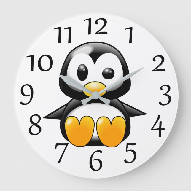 Cute Penguin on White Wall Clock (Front)