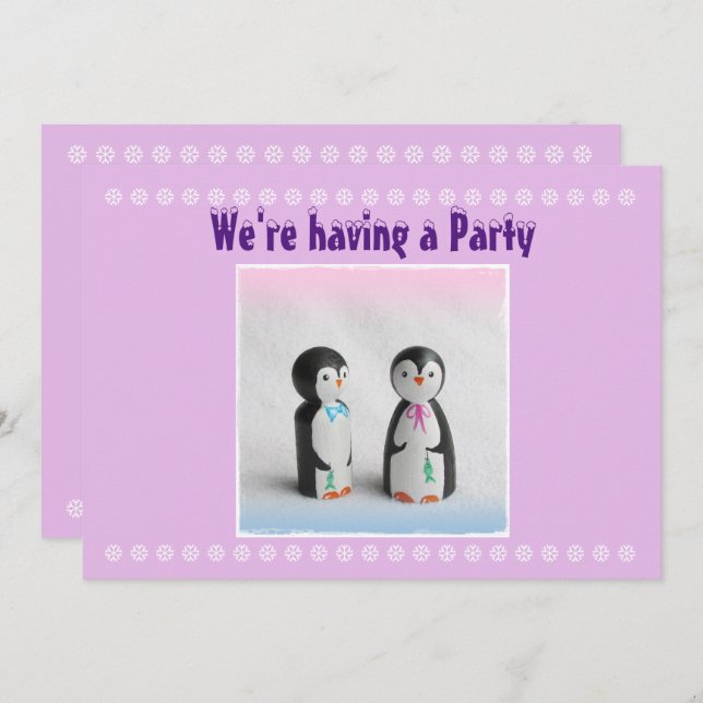 Cute Penguin Party Invitation (Front/Back)