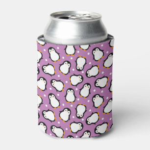 Cute penguin pattern Purple pattern Can Cooler