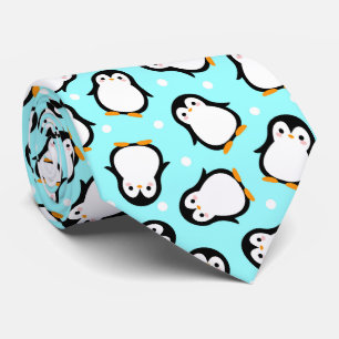 Cute penguin pattern turquoise pattern tie