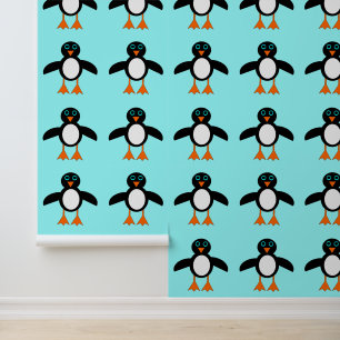 Cute Penguin Patterned Wallpaper