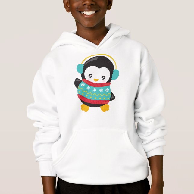 Cute Penguin, Penguin With Sweater, Ear Muffs (Front)