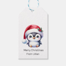 Cute Penguin Personalised Christmas Gift Tag