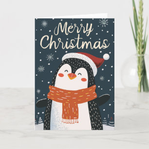 Cute Penguin Personalised Christmas Holiday Card