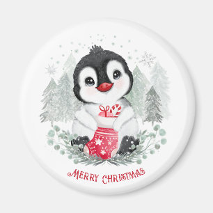 Cute Penguin Personalised Christmas Magnets
