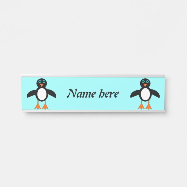 Cute Penguin Personalised Door Sign (Front)