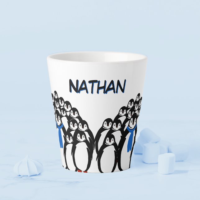 Cute Penguin Personalised Latte Mug (Creator Uploaded)
