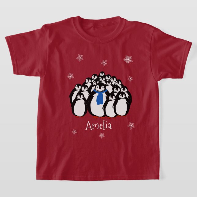 Cute Penguin Personalised T-Shirt (Laydown)