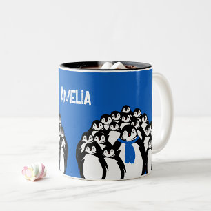 Cute Penguin Personalised Two-Tone Coffee Mug