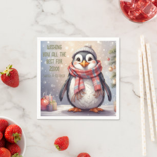 cute penguin personalised wish napkin