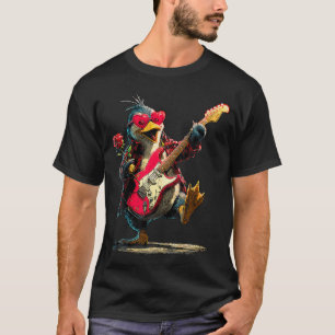 Cute Penguin Playing Guitar Guitarist Animal T-Shirt
