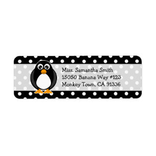 Cute Penguin Polka Dot Return Address Labels