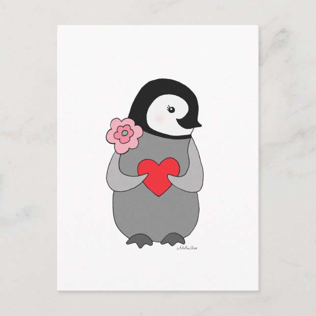Cute Penguin Postcard Penguin I Love you Postcard (Front)