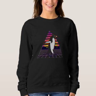 Cute Penguin Retro Vintage 80s Edm Funny Penguin L Sweatshirt