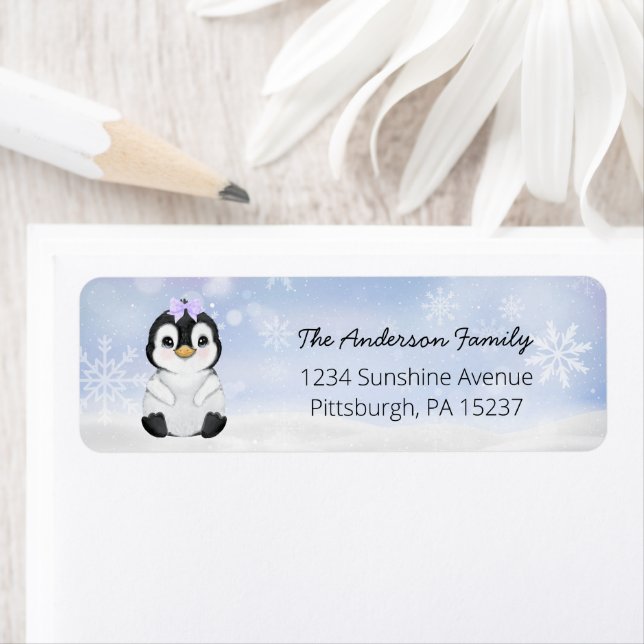 Cute Penguin Return Address Label (Insitu)