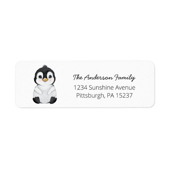 Cute Penguin Return Address Label (Front)