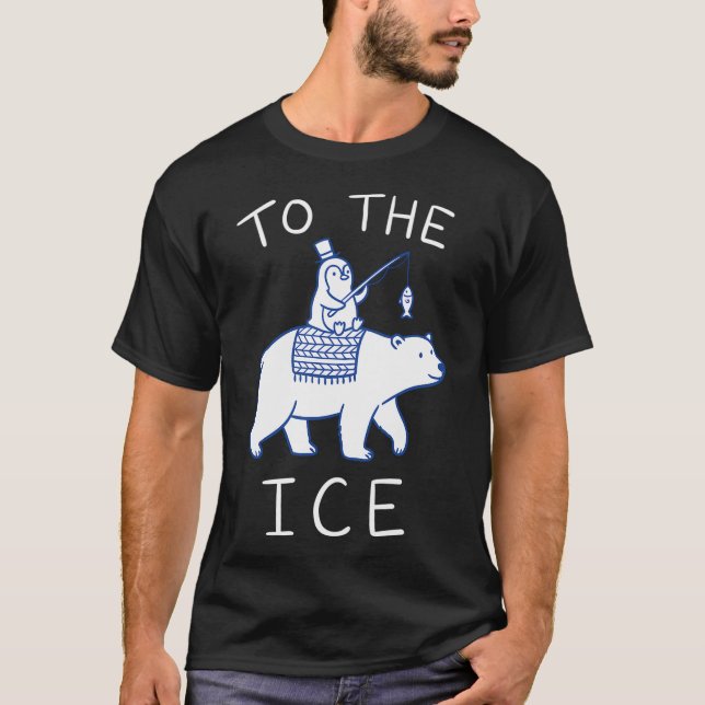 Cute Penguin Riding Polar Bear T-Shirt (Front)