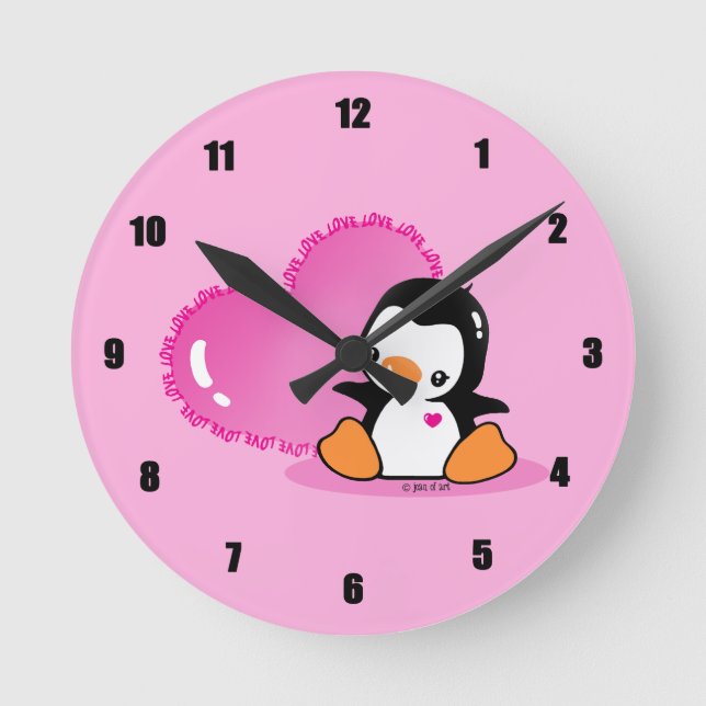 Cute Penguin Round Clock (Front)