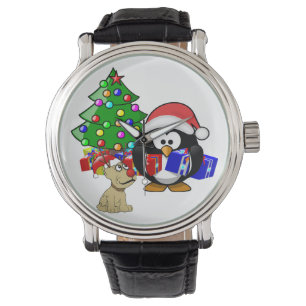 Cute Penguin Santa and Reindeer Dog Watch