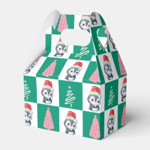 Cute Penguin Santa Merry Christmas tree party Favour Box
