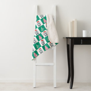 Cute Penguin Santa Merry Christmas tree party Sherpa Blanket