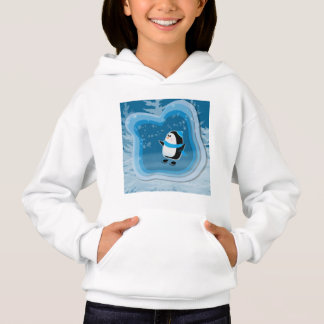 Cute Penguin skating in winter scenery