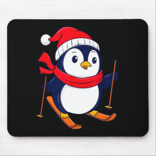 Cute penguin skiing - penguin lover bird watcher mouse mat