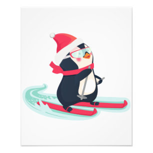 Cute Penguin Skiing Photo Print