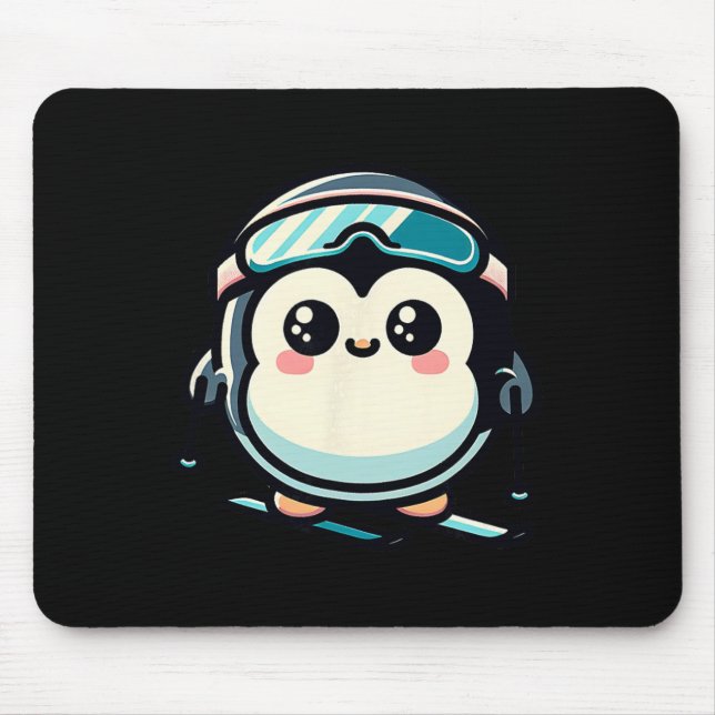 Cute Penguin Skiing With Goggles Alpine Winter  Mouse Mat (Front)