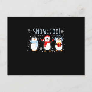 Cute Penguin Snow Cool Winter Christmas Announcement Postcard