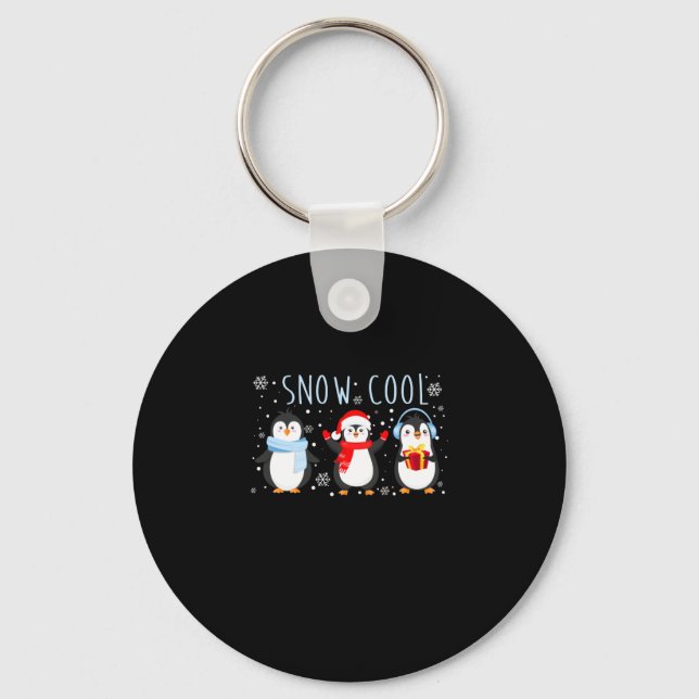 Cute Penguin Snow Cool Winter Christmas Key Ring (Front)