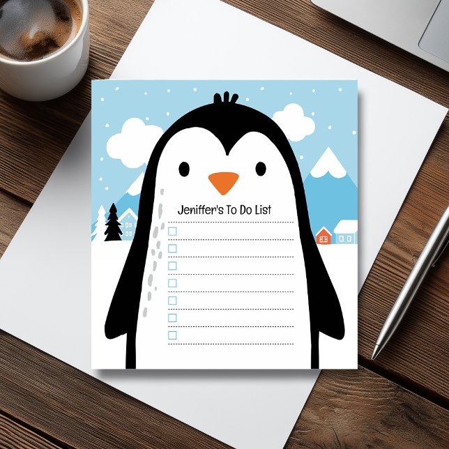 Cute Penguin Snow To Do List Children Illustration Notepad (Cute Penguin Snow To Do List Children Illustration Notepad)
