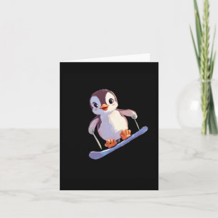 Cute Penguin Snowboarding Fun Winter Sports  Card