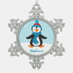 Cute Penguin Snowflake Ornament